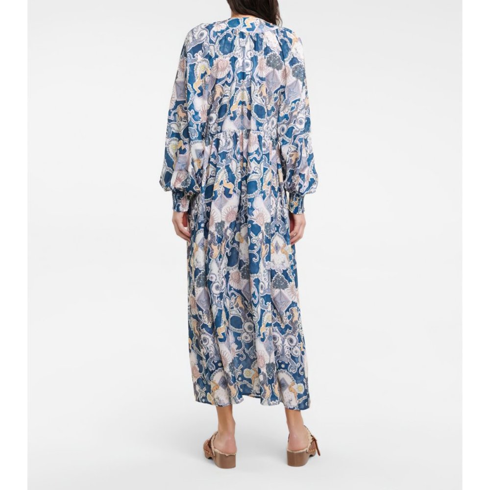 See By Chloé Women's Lovers Print Long Sleeve Midi Floral Dress Blue - Picture 5 of 12